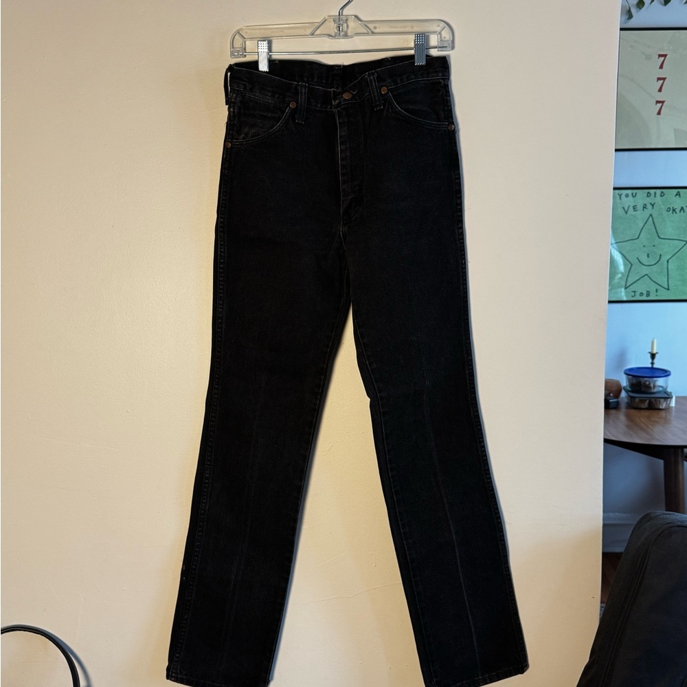 Wrangler Dark Denim Jeans with Tan Accents